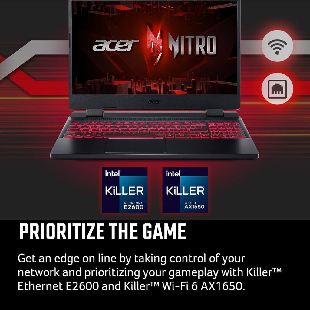 Acer Nitro 5 AN515-58-525P Gaming Laptop |Core i5-12500H | NVIDIA GeForce RTX 3050 Laptop GPU | 15.6 FHD 144Hz IPS Display | 8GB DDR4 | 512GB PCIe Gen 4 SSD | Killer Wi-Fi 6 | Backlit Keyboard, Black : Electronics