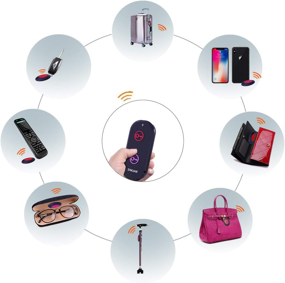 Basic Key Finder with 2 Receivers  1 Remote, Simjar Wireless Remote Control RF Key Finder Locator Tracker for Keys Wallet Phone Luggage