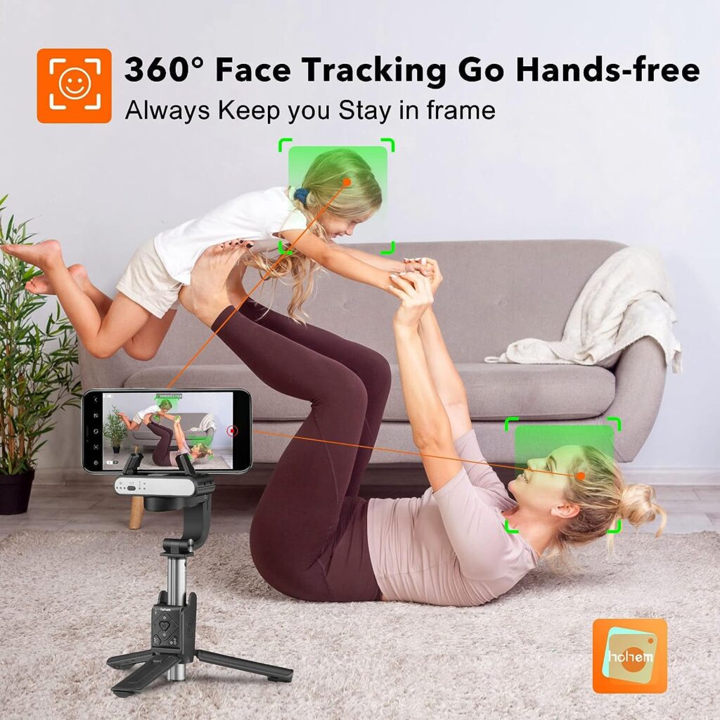 Gimbal Stabilizer for Smartphone, 2 Axis Selfie Stick Tripod with Face Tracking, 360° Rotation, 4 in 1 Portable Phone Tripod w/Extendable Stick for iPhone 14/Android Video Recording hohem iSteady Q