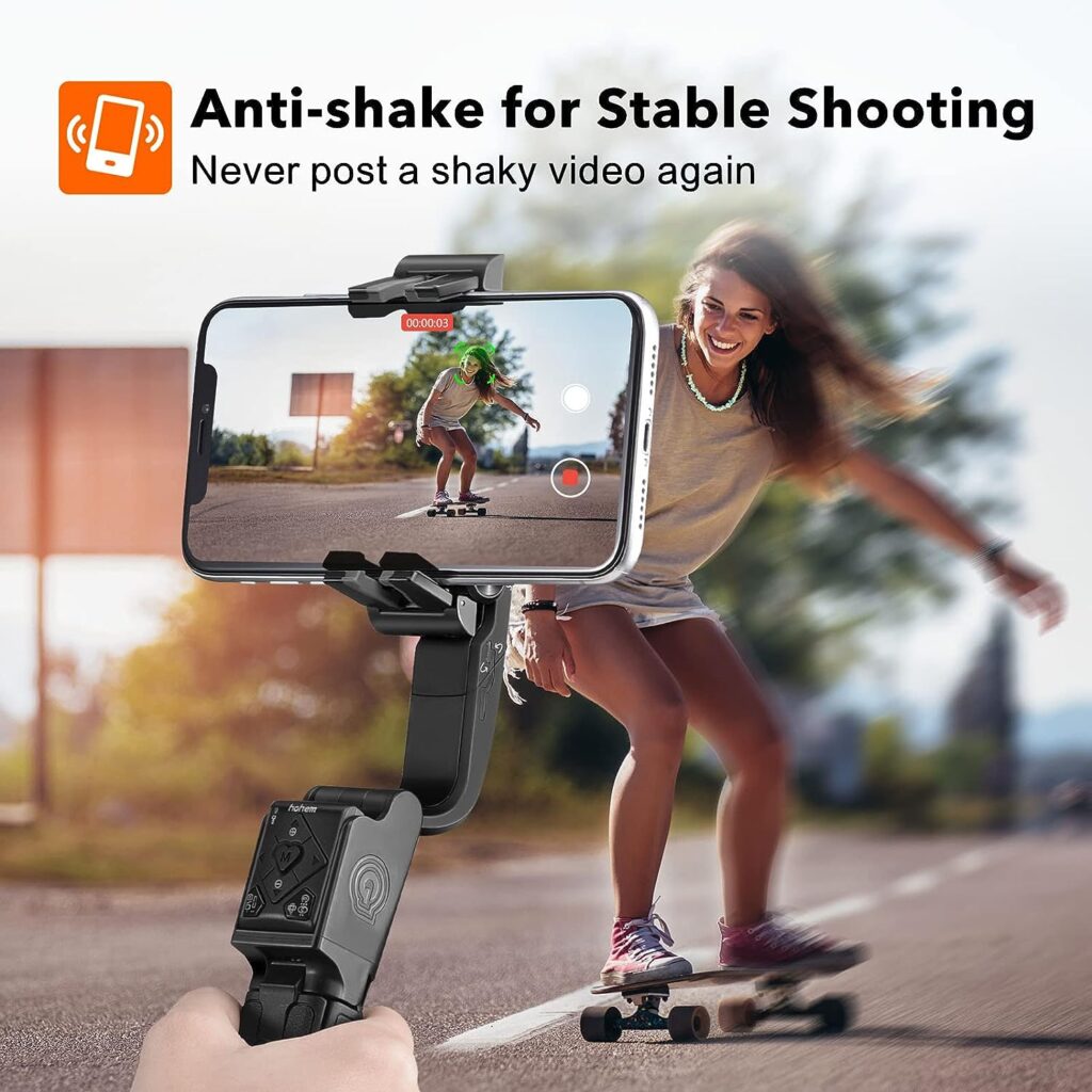 Gimbal Stabilizer for Smartphone, 2 Axis Selfie Stick Tripod with Face Tracking, 360° Rotation, 4 in 1 Portable Phone Tripod w/Extendable Stick for iPhone 14/Android Video Recording hohem iSteady Q