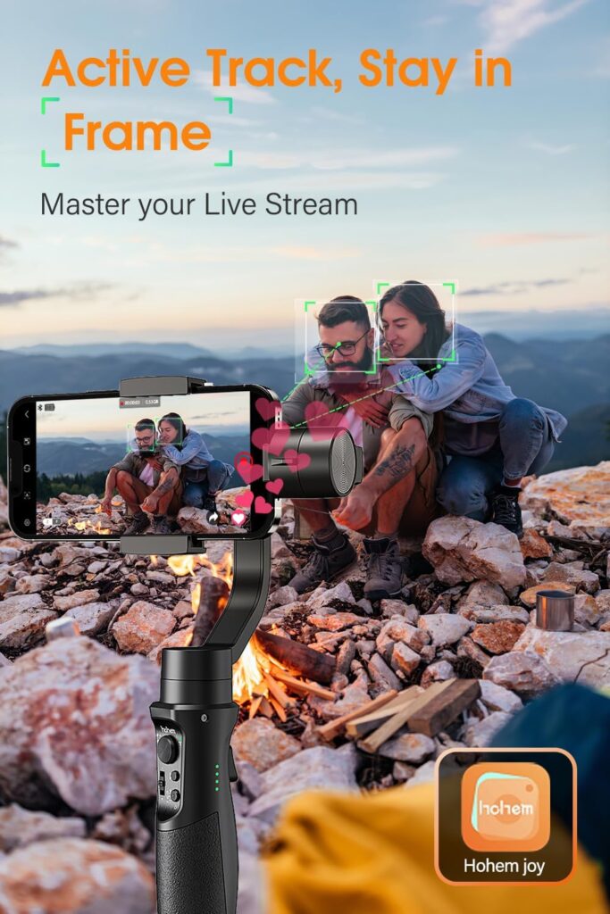 Gimbal Stabilizer for Smartphone -3-Axis Phone Gimbal for Android and iPhone 13,12,11 PRO MAX, Stabilizer for Video Recording with Face/Object Tracking, 600 °Auto Rotation - Hohem iSteady Mobile Plus