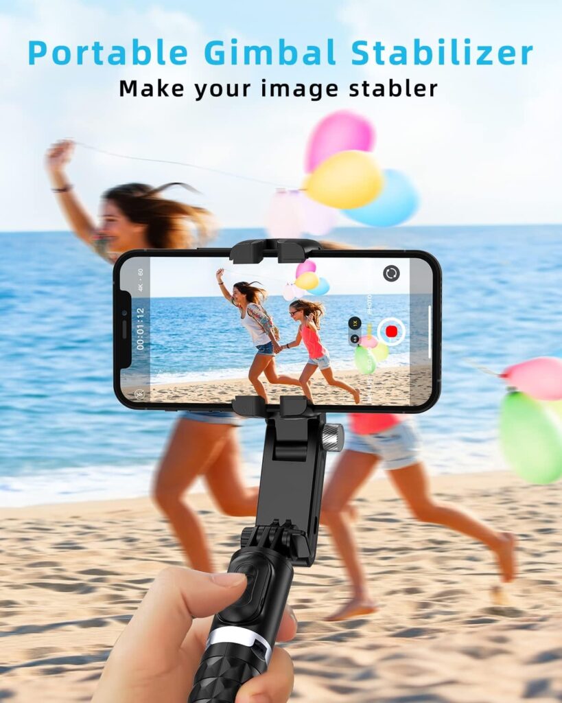 Gimbal Stabilizer with Phone Tripod for iPhone: Handheld Gimble with Remote Selfie Stick  360 Face Tracking Stand for iPhone  Samsung Smartphone Mobile Camera Recording | Vlogging Tiktok Video