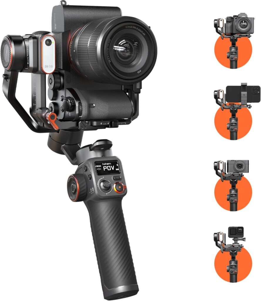 Hohem iSteady MT2 Kit Camera Stabilizer with AI Tracker/Magnetic Fill Light, All in One 3-Axis Gimbal Stabilizer for Mirrorless Camera Smartphone Compact/Action Camera, Native Vertical Shooting