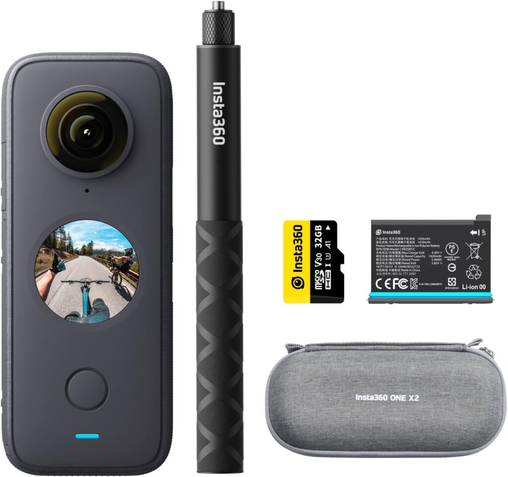 Insta360 ONE X2 360 Degree Waterproof Action Camera, 5.7K 360, Stabilization, Touch Screen, AI Editing, Live Streaming, Webcam - Vlog Kit