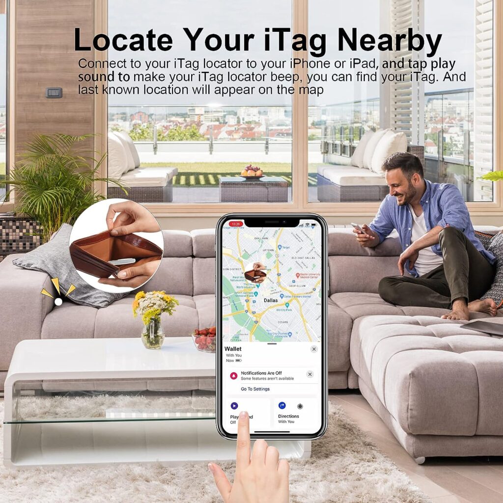 Key Finder 1 Pack, Key Locator Bluetooth Tracker with Loud Beep Sound, Smart Wallet Bag Luggage Tracker Tag for Find My App (iOS Only), 120 Feet Remote Control Anti-Lost Tracker Item Remote Finder