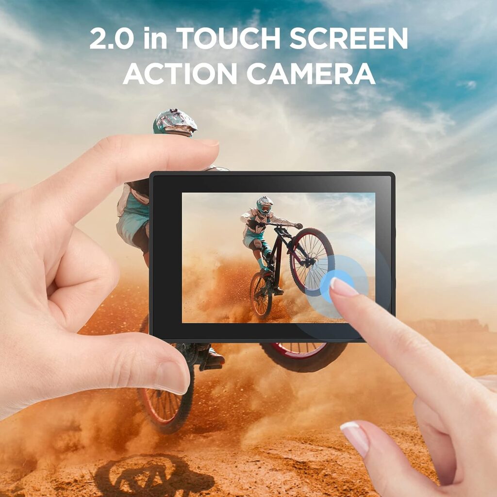 TIMNUT 4K Action Camera Touchscreen - Dual Screen Ultra HD EIS WiFi Sports Camera,40M Waterproof Camera 170°Wide Angle Vlog Camera 20MP Underwater Camcorder with Remote Control and 2 Batteries