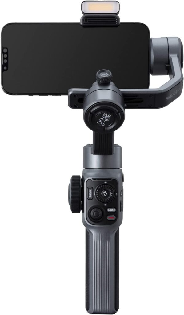 Zhiyun Smooth 5S Gimbal 3-Axis Handheld Smartphone Stabilizer for iPhone Android Phone with Built in LED Fill Light for Vlogging YouTube TikTok Facebook Video Live Stream,Gray(Combo Version)