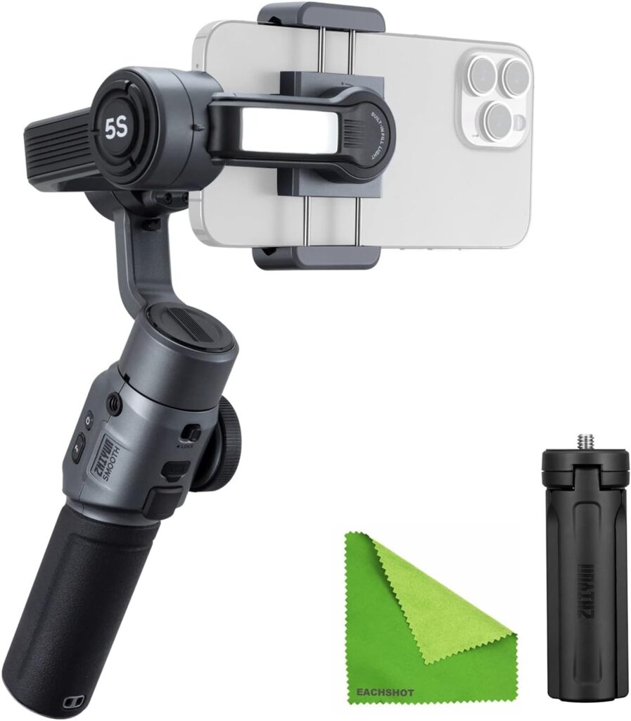 Zhiyun Smooth 5S Gimbal Stabilizer for iPhone 14 Pro Max Plus 13 12 X Xs Xr 8 Android Smartphone Gimbal Portable 3-Axis Handheld Phone Gimbal for Video YouTube Vlogging TikTok zhi yun Smooth 5 Upgrade