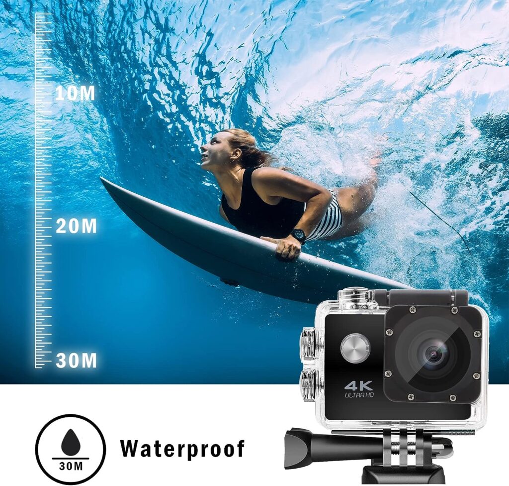 BIRDAYPRE 4K30FPS Action Camera 98FT Underwater Waterproof Camera Ultra HD 170 Degree Wide Angle WiFi Helmet Sports Cam Video Camcorder with Remote,32G SD Card, and Mounting Accessories Kit