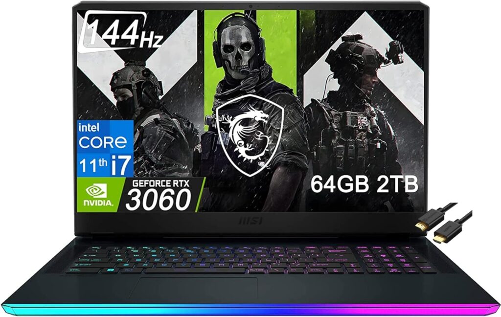 2022 MSI GE76 Raider 17.3 144Hz (Intel 8-Core i7-11800H, 64GB RAM, 2TB PCIe SSD, RTX 3060), FHD Gaming Laptop, Thunderbolt 4, Webcam, RGB Backlit, IST HDMI, Windows 10