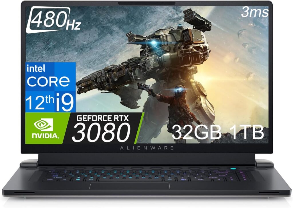 Alienware x17 R2 Gaming Laptop (2023) 17.3 480Hz FHD (Intel 20-Core i9-12900H, 32GB DDR5 RAM, 1TB PCIe SSD, NVIDIA GeForce RTX 3080 16GB) Per-Key RGB Backlit, Thunderbolt, Win 11 Home, Lunar Light