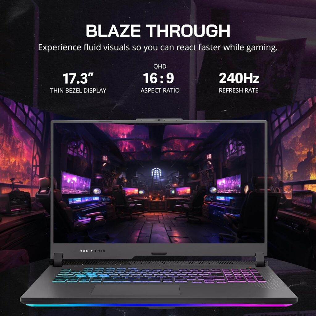 asus ROG Strix G17 Gaming Laptop, 17.3 QHD 240Hz Display, AMD Ryzen 9 7845HX, GeForce RTX 4060, 64GB DDR5 RAM, 2TB PCIe SSD, 4-Zone RGB Backlit Keyboard, WiFi 6E, Win 11 Pro, Gray, 32GB USB Card