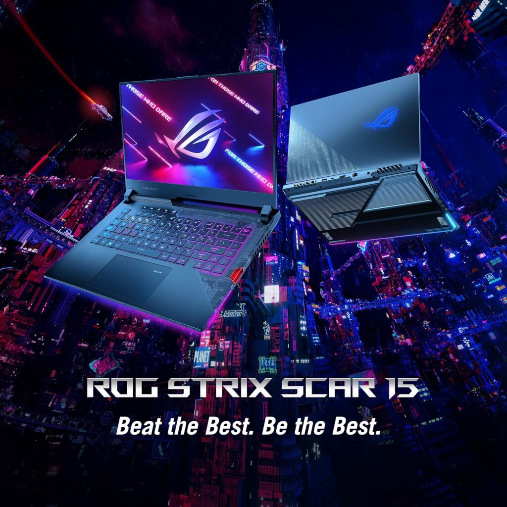 ASUS ROG Strix Scar 15 (2021) Gaming Laptop, 15.6” 300Hz IPS FHD, NVIDIA GeForce RTX 3080, AMD Ryzen 9 5900HX, 32GB DDR4, 1TB SSD, Opti-Mechanical Per-Key RGB Keyboard, Windows 10 Home, G533QS-DS98