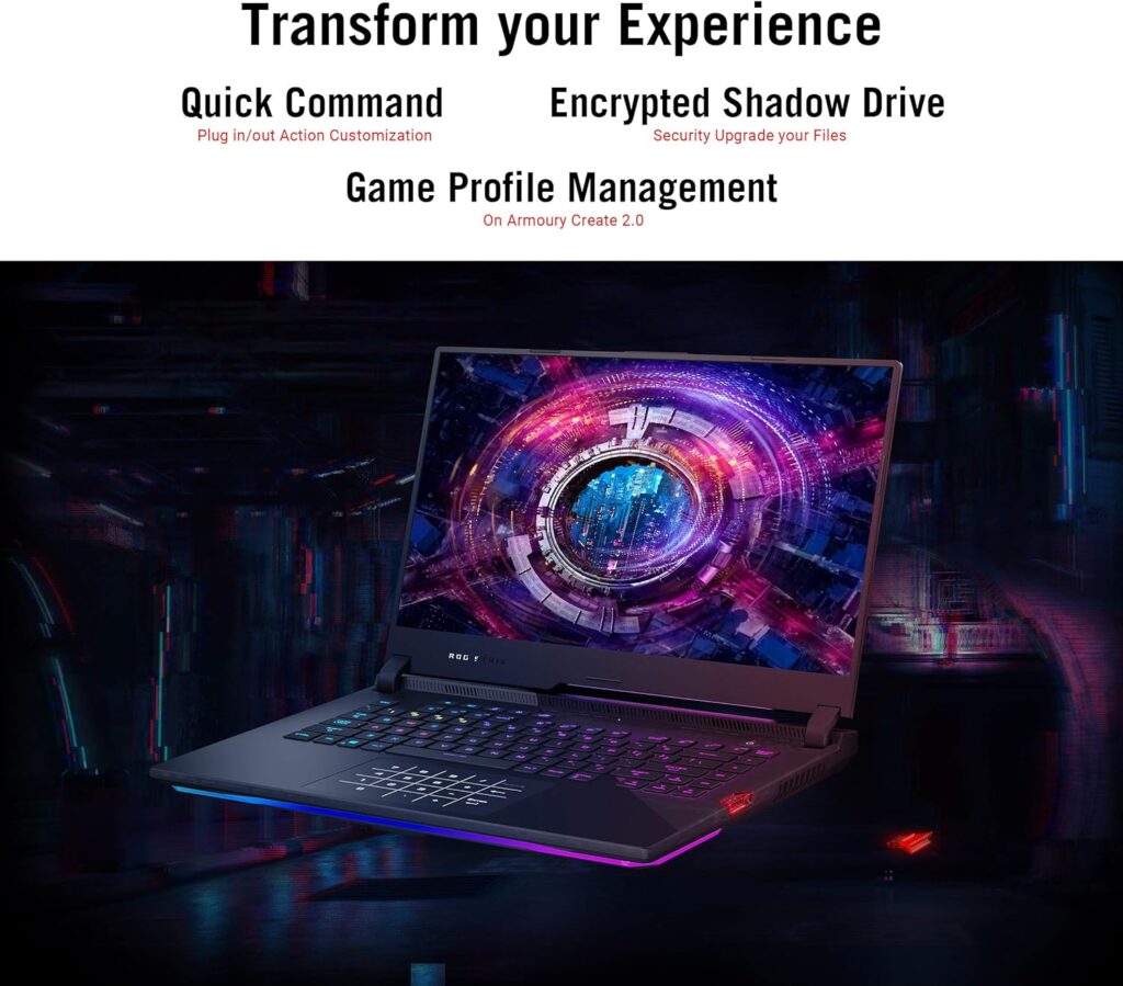 ASUS ROG Strix Scar 15 (2021) Gaming Laptop, 15.6” 300Hz IPS FHD, NVIDIA GeForce RTX 3080, AMD Ryzen 9 5900HX, 32GB DDR4, 1TB SSD, Opti-Mechanical Per-Key RGB Keyboard, Windows 10 Home, G533QS-DS98