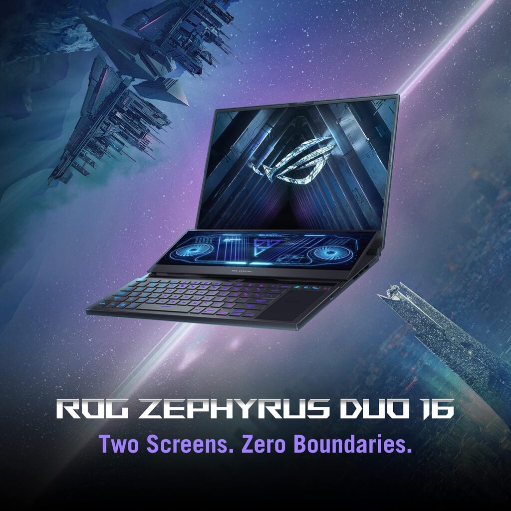 ASUS ROG Zephyrus Duo 16 (2022) Gaming Laptop, 16” Mini LED 240Hz/3ms, QHD 16:10 Display, 100% DCI-P3, NVIDIA GeForce RTX 4080, AMD Ryzen 9 7945HX, 32GB DDR5, 1TB SSD, Windows 11 Pro, GX650PZ-XS96