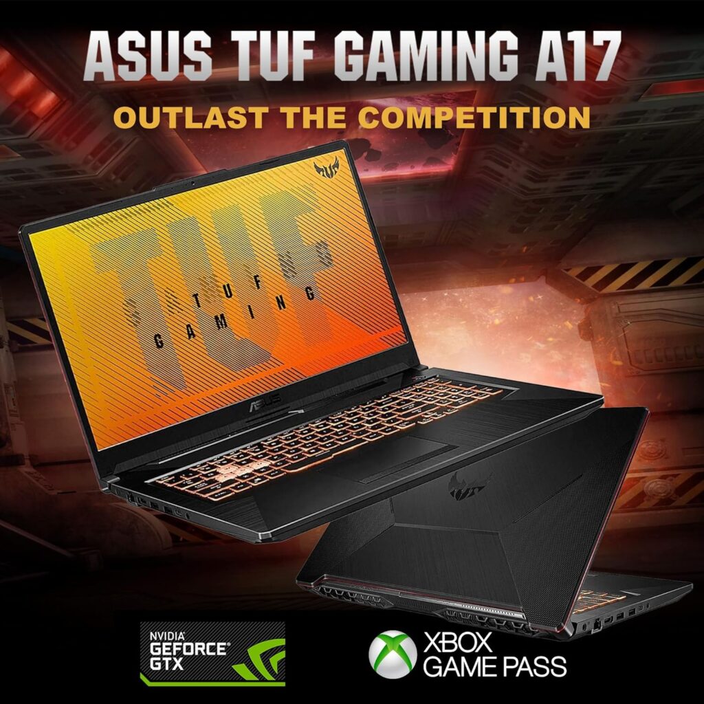 Asus TUF A17 17.3/inches 144Hz FHD Gaming Laptop, AMD Ryzen 5 4600H, 16GB RAM, 512GB PCIe SSD, NVIDIA GeForce GTX 1650, RGB Backlit Keyboard, Win 11, Black, 32GB Snowbell USB Card