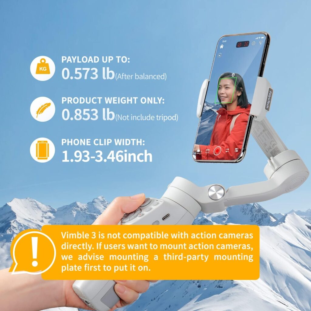 FeiyuTech Vimble 3 Smartphone Stabilizer,7.8’’ Built-in Extendable 3 Axis Phone Gimbal, Portable Cellphone Gimbal for AndroidiPhone,Huawei MI Samsung,Tiktok Youtube INS Video Tool,Officia-Authourized