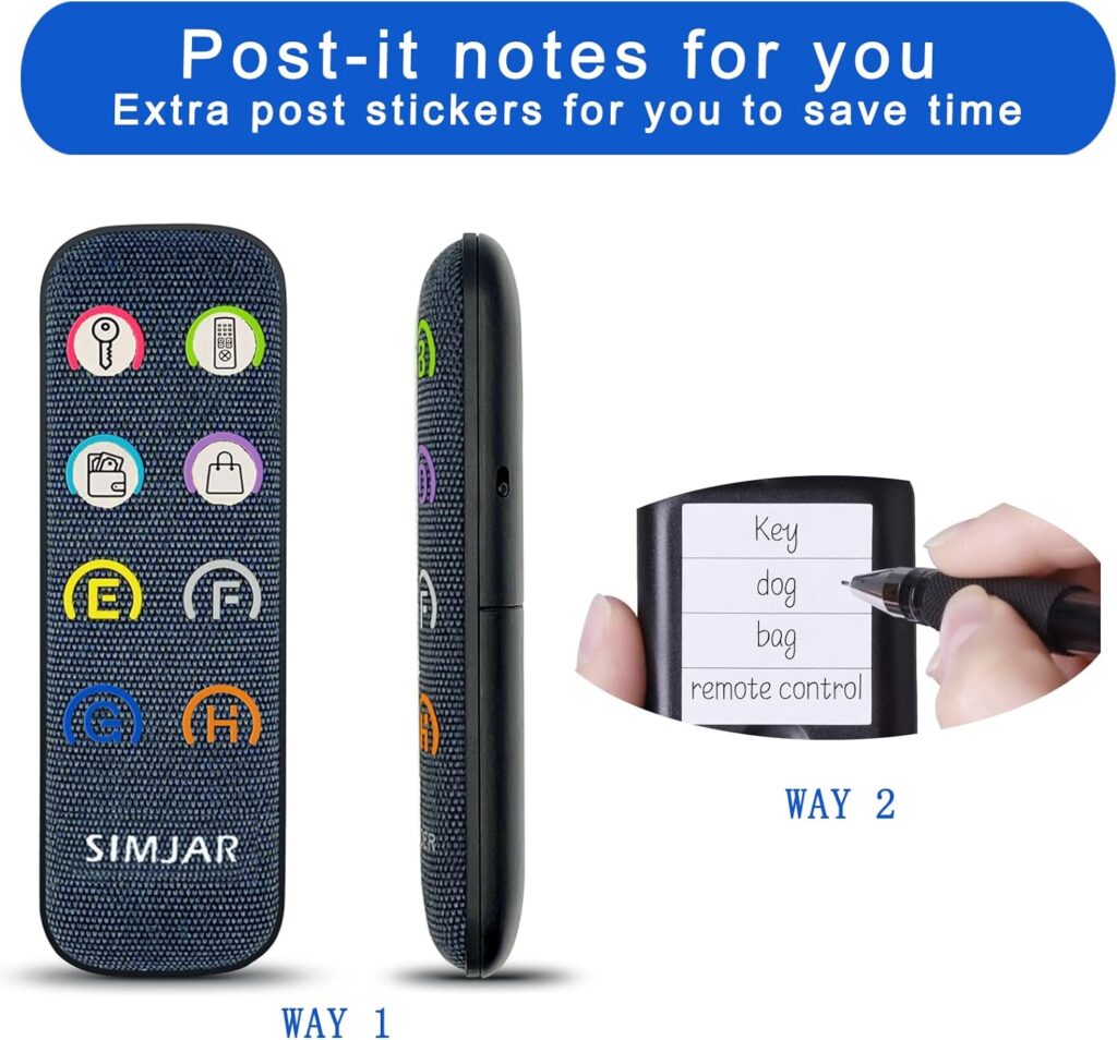 Key Finder with Thinner Receivers  Advanced Fabric Remote, SIMJAR 80dB+ RF Item Locator with 131ft Working Range, 1 RF Transmitter  8 Receivers : Electronics