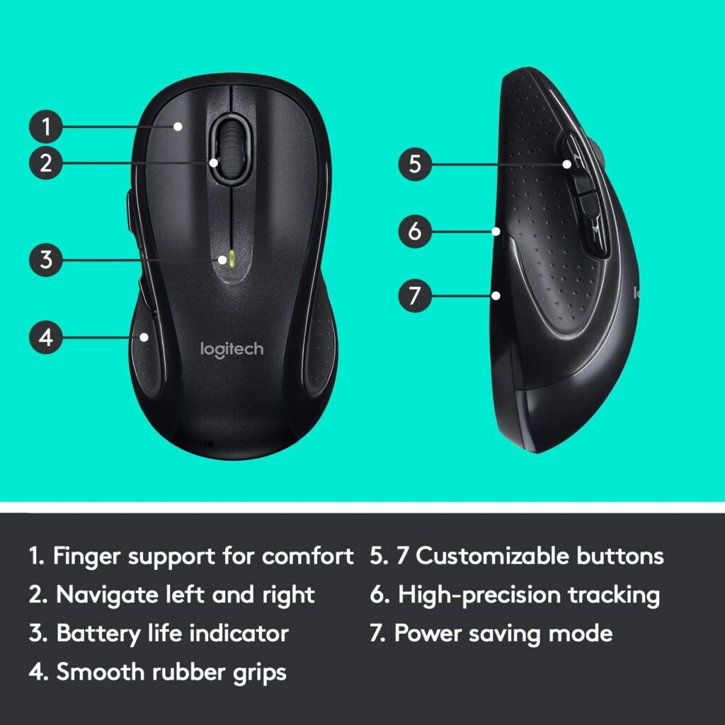 Logitech M510 Wireless Mouse-Black (Renewed)