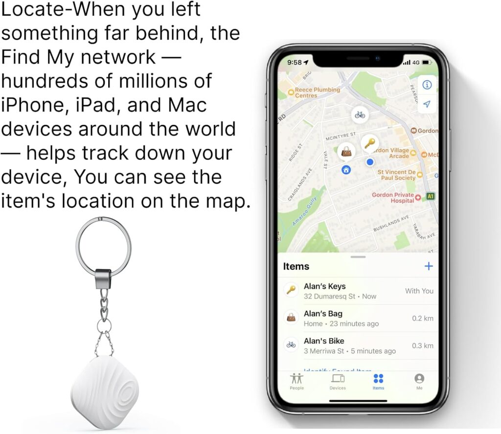 Nutale Air Key Finder Tag (iOS Only), Bluetooth Tracker Item Locator with Key Chain for Keys Pet Wallets or Backpacks and Tablets Batteries Include Compatible with FindMy APP (White, 1 Pack)