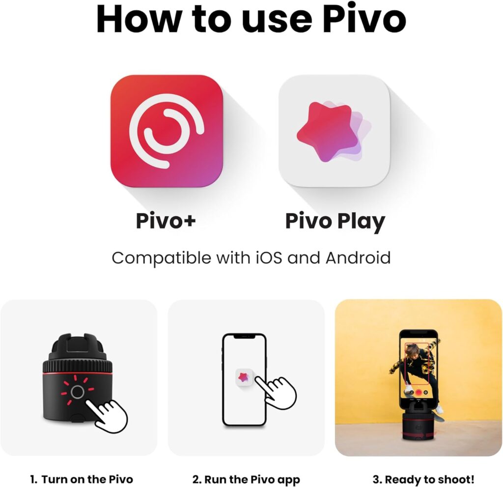 Pivo Pod Classic Auto Face Tracking Phone Holder, 360° Rotation, Content Creator Essentials for Fitness Tracker with Remote Control