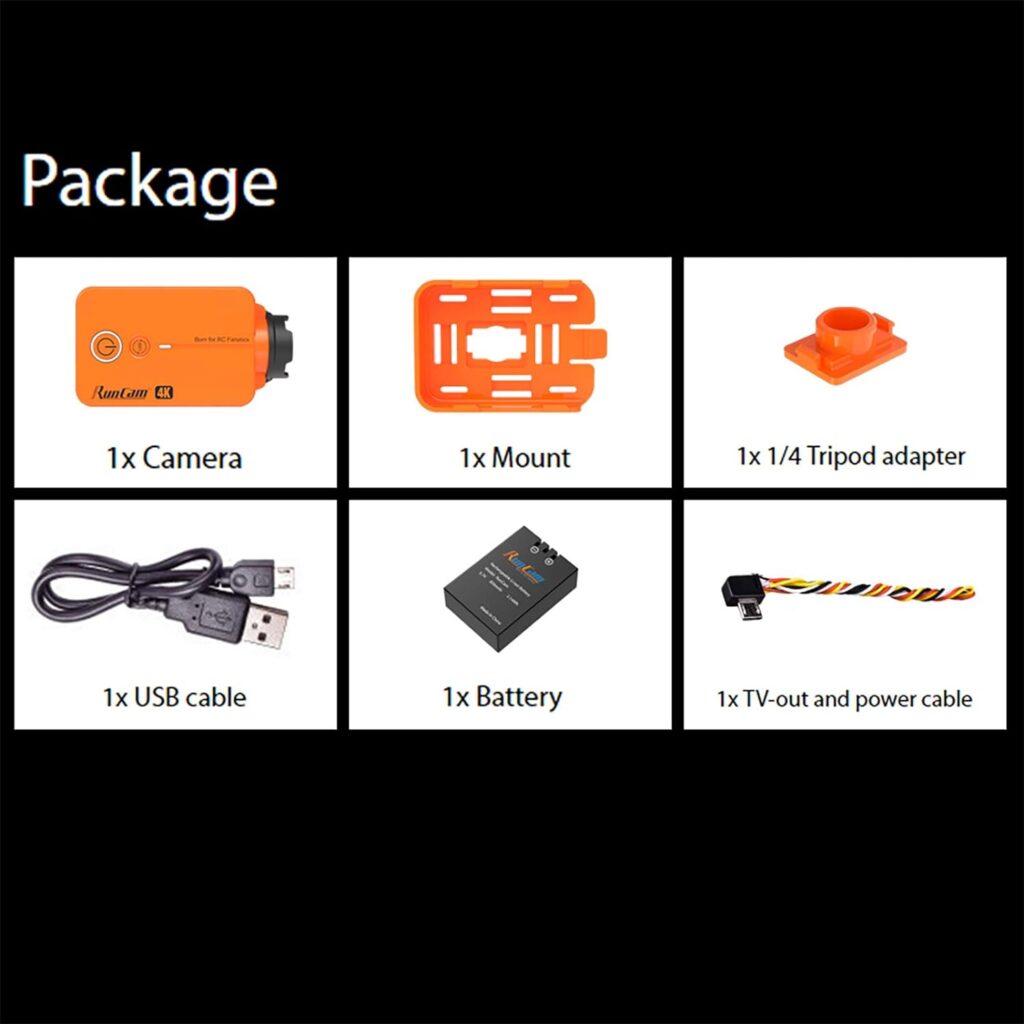 RunCam 2 4K Edition FPV Sports Action Camera 49g WiFi Supported Ultra HD MP4 Camcorder Adjustable FOV, Orange