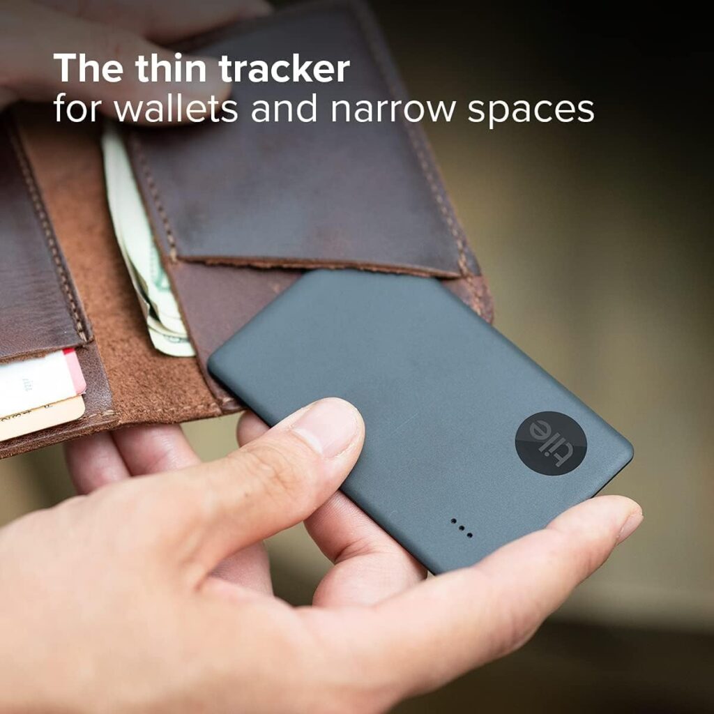 Tile Slim (2022) 1-Pack. Thin Bluetooth Tracker, Wallet Finder and Item Locator for Wallet, Luggage Tags More; Up to 250 ft. Range. Phone Finder. iOS Android Compatible. (Non-Retail Packaging), Black